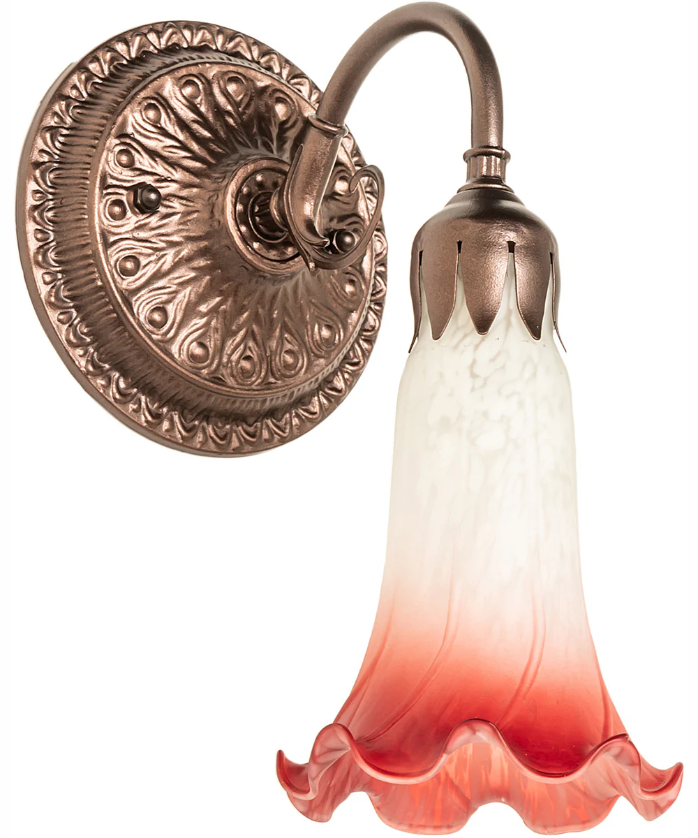 5" Wide Pink/White Pond Lily Victorian Wall Sconce - Image 3