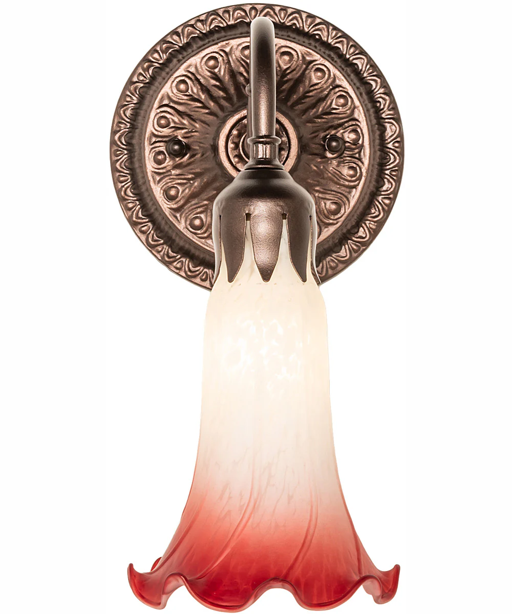 5" Wide Pink/White Pond Lily Victorian Wall Sconce - Image 4