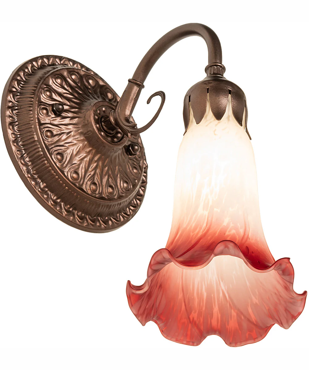 5" Wide Pink/White Pond Lily Victorian Wall Sconce - Image 5