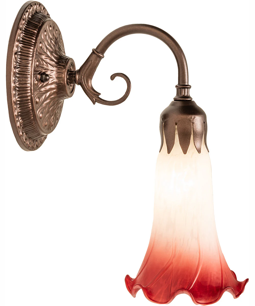 5" Wide Pink/White Pond Lily Victorian Wall Sconce - Image 6