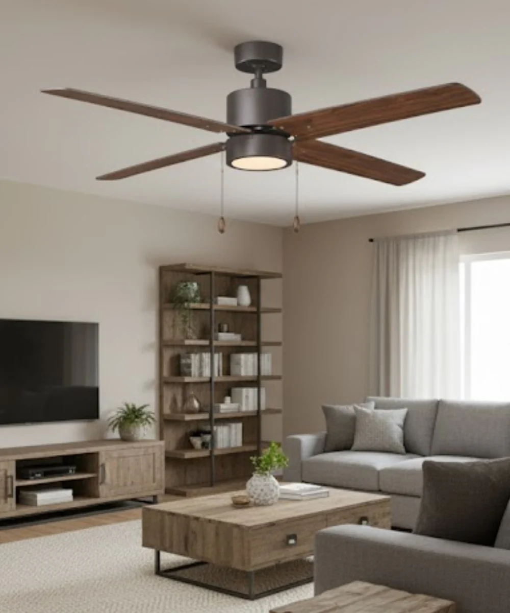 52" Aldea 4-Blade Ceiling Fan Oil Rubbed Bronze Motor Finish and Walnut Blade Finish with Integrated LED Light - Image 2