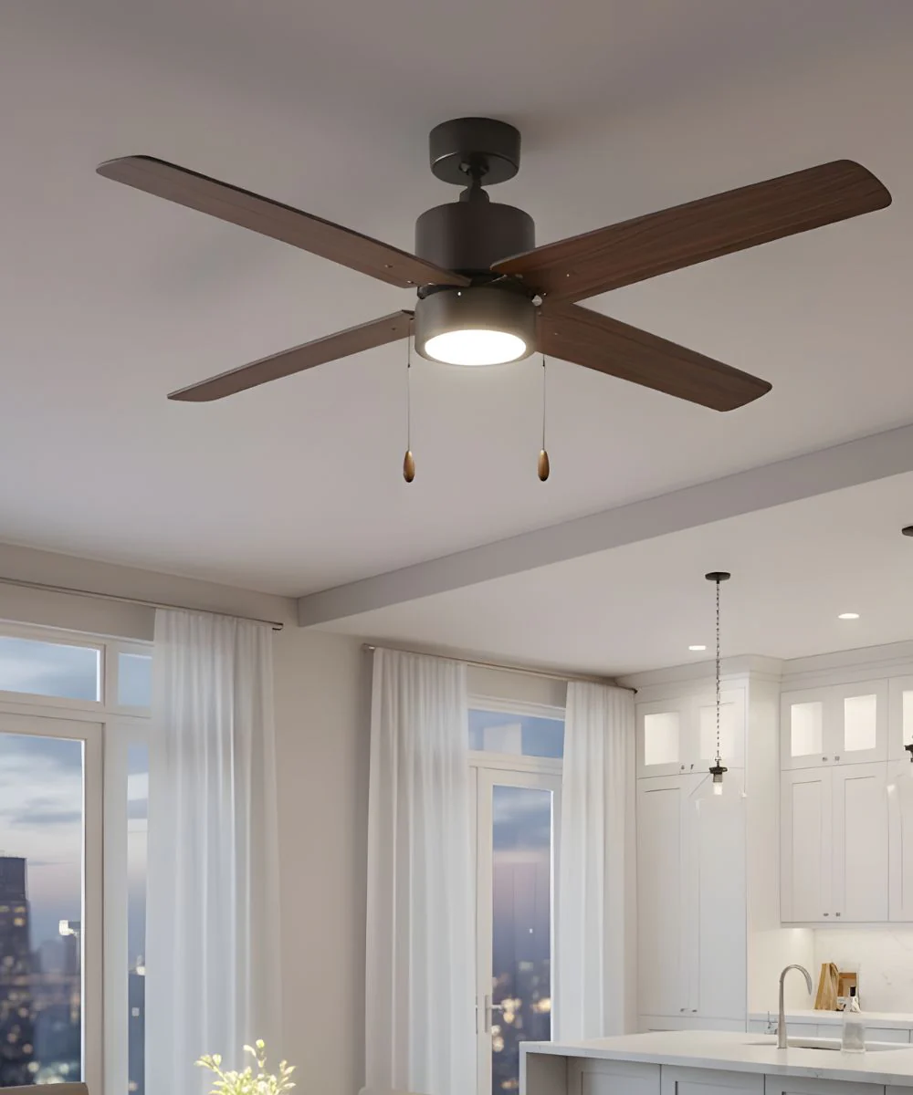 52" Aldea 4-Blade Ceiling Fan Oil Rubbed Bronze Motor Finish and Walnut Blade Finish with Integrated LED Light - Image 3
