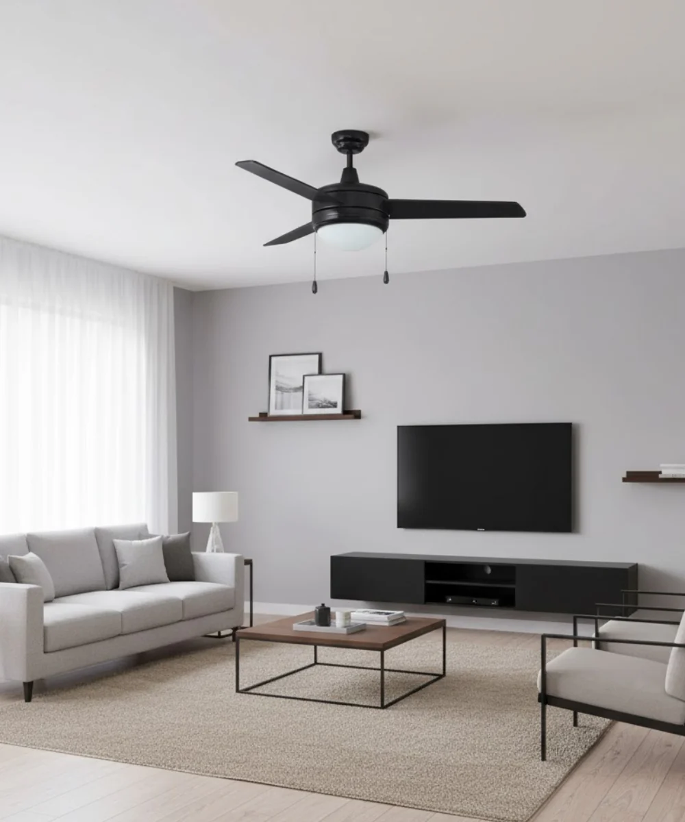 52" Contempo IV 3-Blade Ceiling Fan Matte Black Finish with Integrated LED Light - Image 2