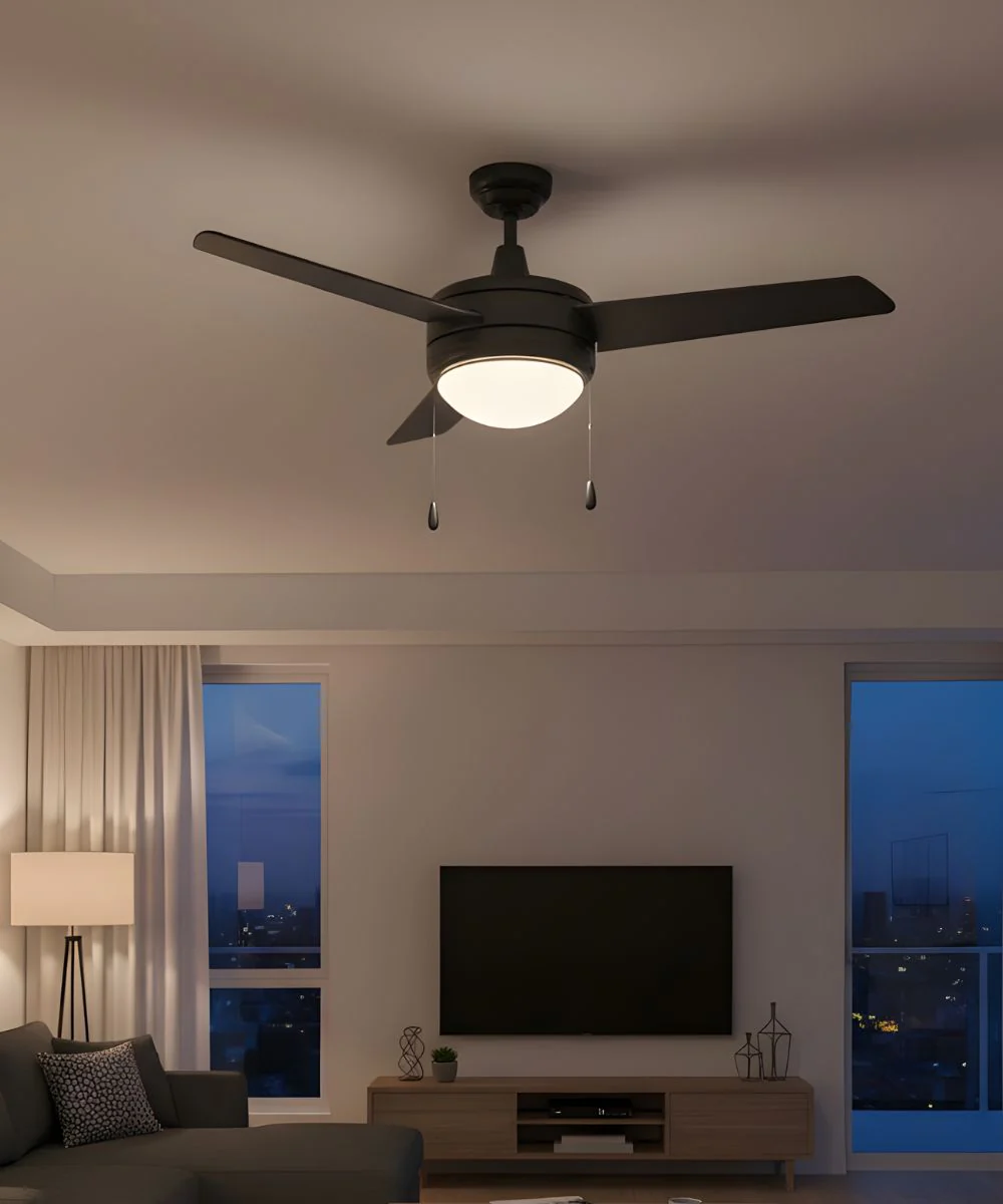 52" Contempo IV 3-Blade Ceiling Fan Matte Black Finish with Integrated LED Light - Image 3