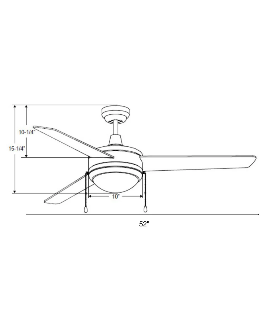 52" Contempo IV 3-Blade Ceiling Fan Matte Black Finish with Integrated LED Light - Image 4