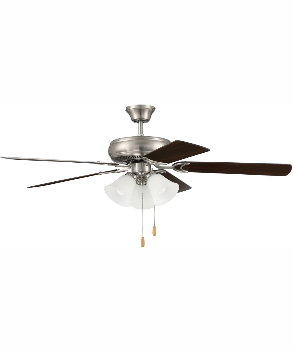52" Decorator's Choice 3-Light Ceiling Fan Brushed Polished Nickel - Image 4