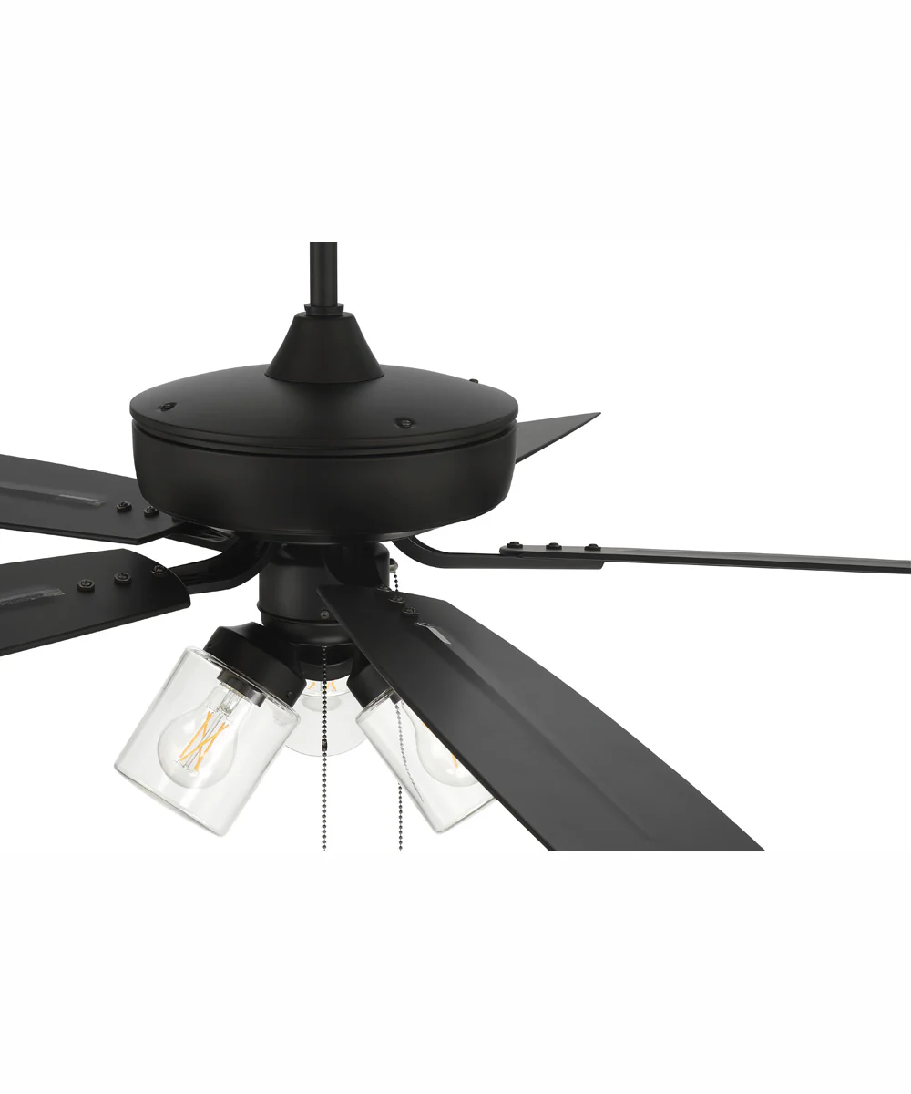 52" Outdoor Pro Plus 104 Clear 3-Light Indoor/Outdoor Ceiling Fan Flat Black - Image 4