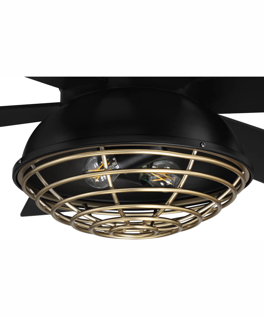 52" Rugged 2-Light Indoor/Outdoor Ceiling Fan Flat Black/Satin Brass - Image 7