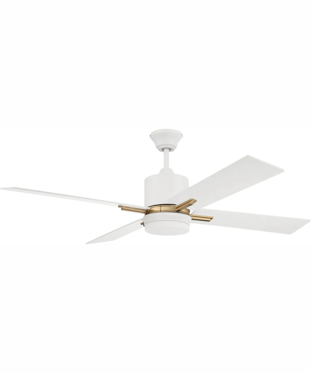 52" Teana 1-Light Ceiling Fan White/Satin Brass