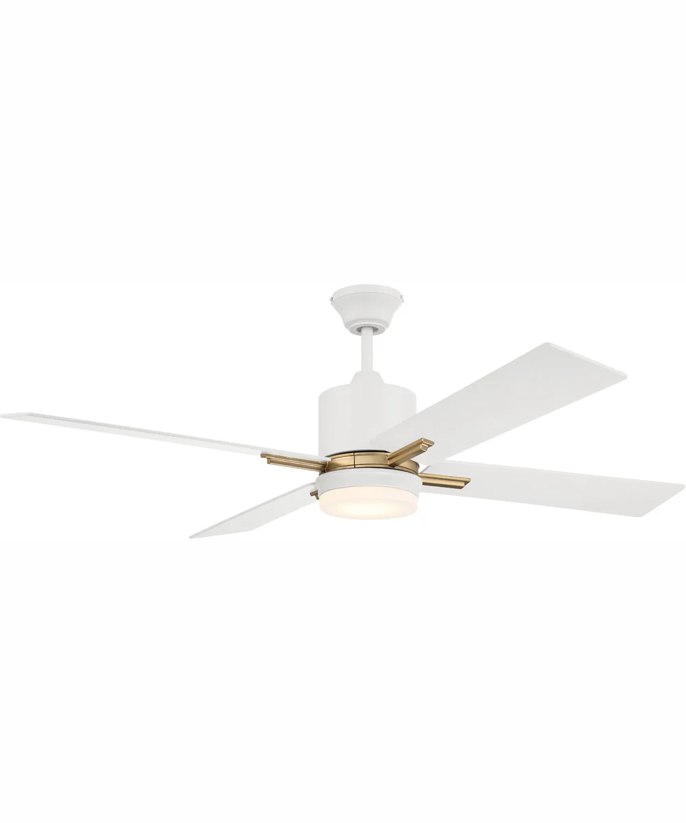 52" Teana 1-Light Ceiling Fan White/Satin Brass - Image 2