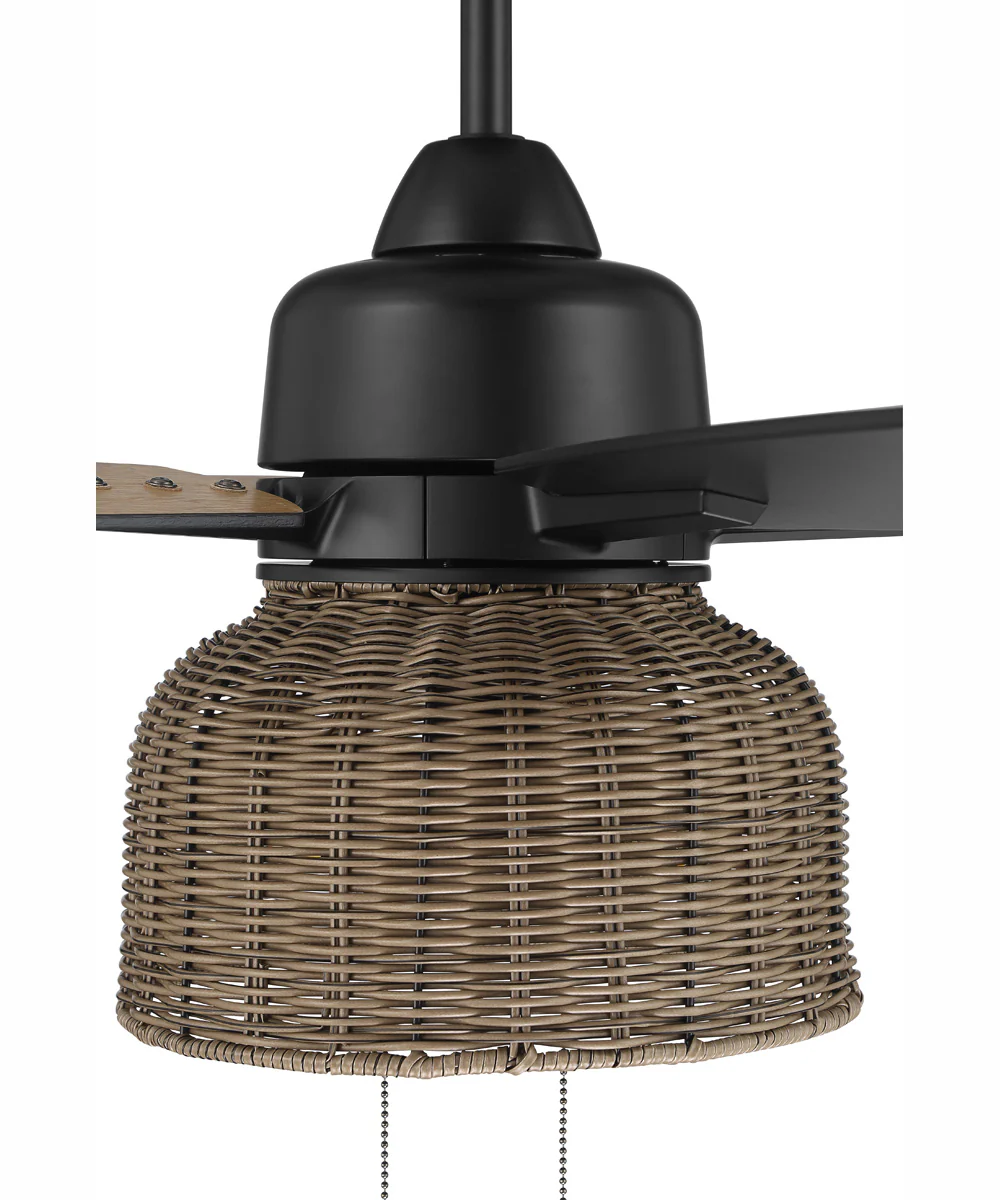 52" Woven 3-Light Indoor/Outdoor Ceiling Fan Flat Black - Image 5