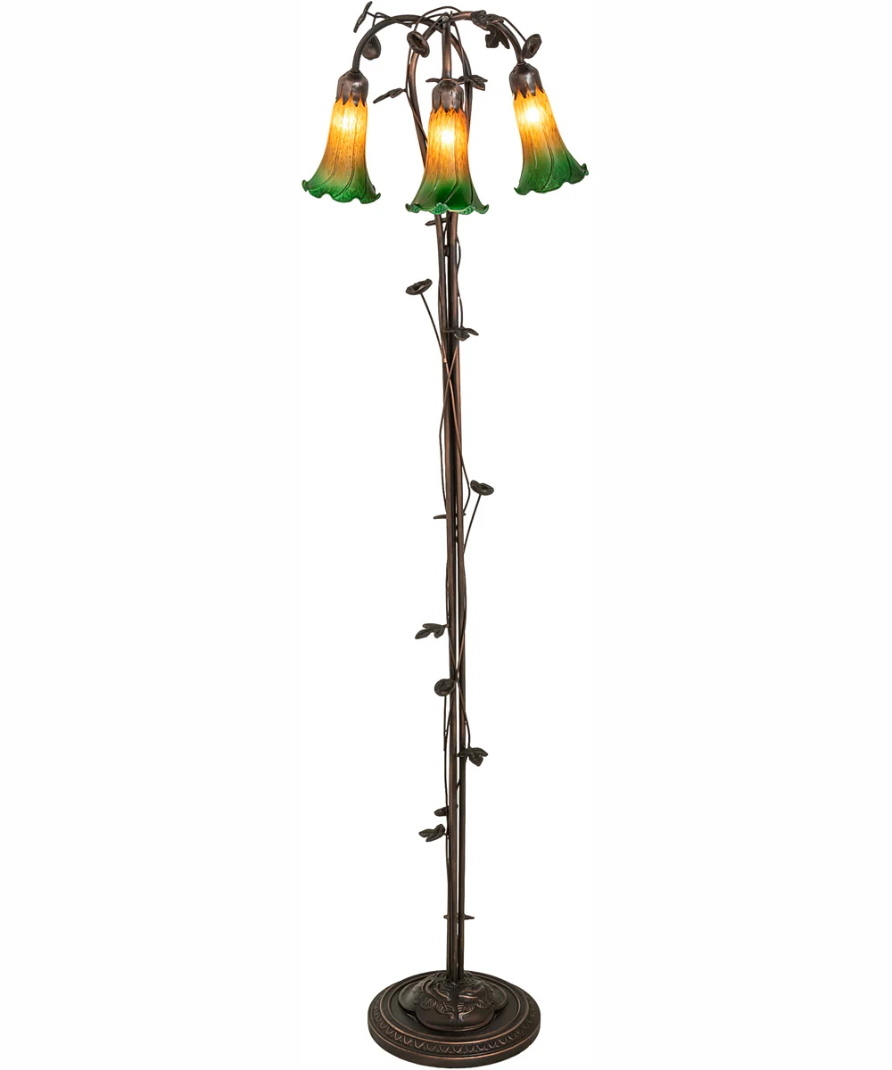 58" High Amber/Green 3 Light Floor Lamp - Image 2