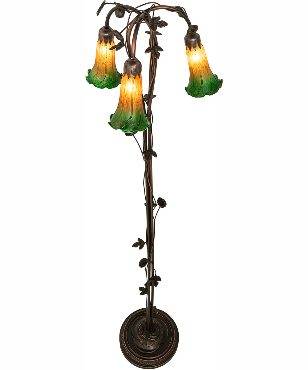 58" High Amber/Green 3 Light Floor Lamp - Image 4