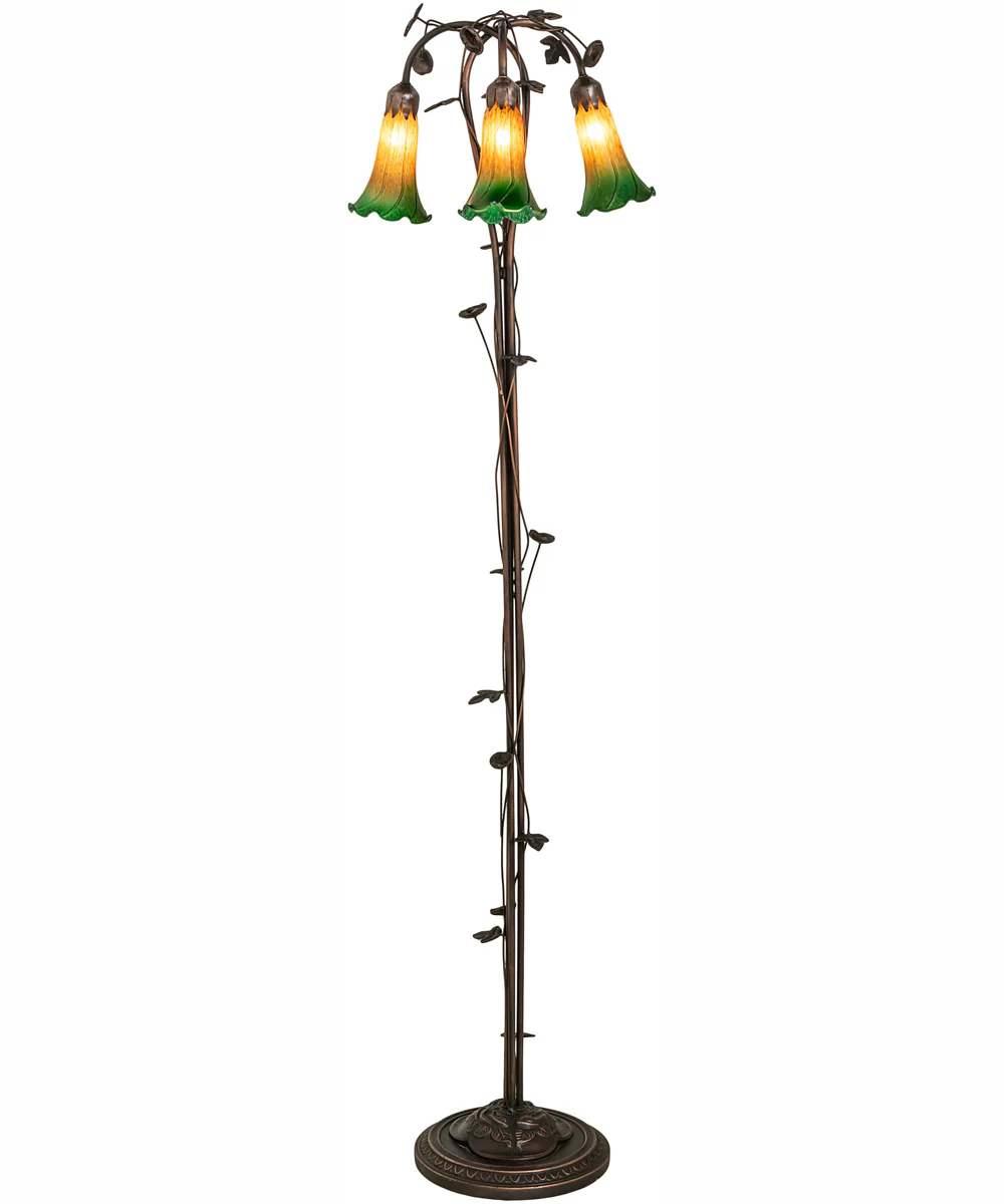 58" High Amber/Green 3 Light Floor Lamp - Image 5