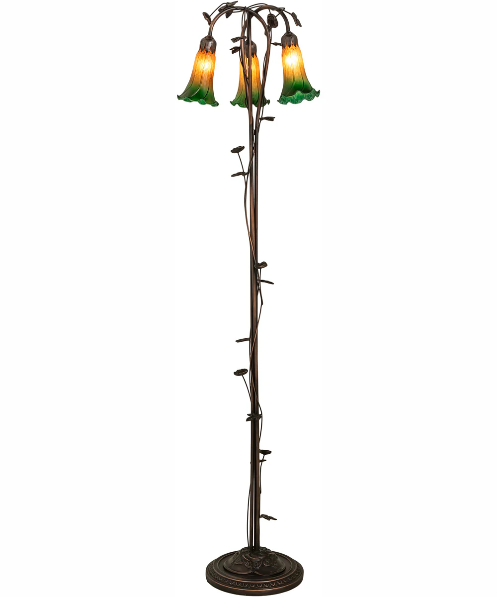 58" High Amber/Green 3 Light Floor Lamp - Image 7