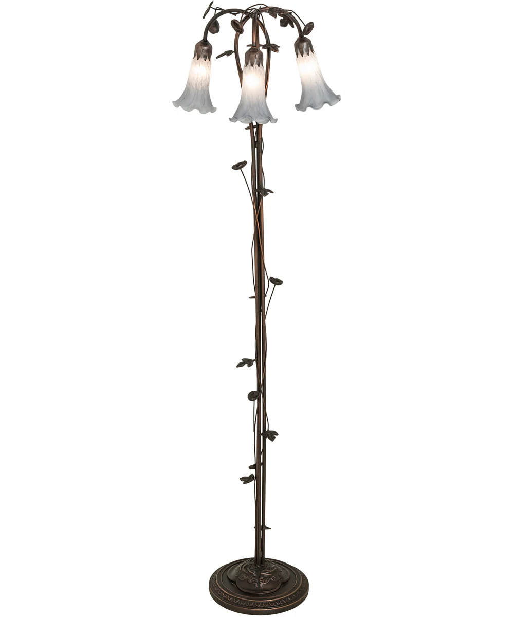 58" High Gray Tiffany Pond Lily 3 Light Floor Lamp - Image 2