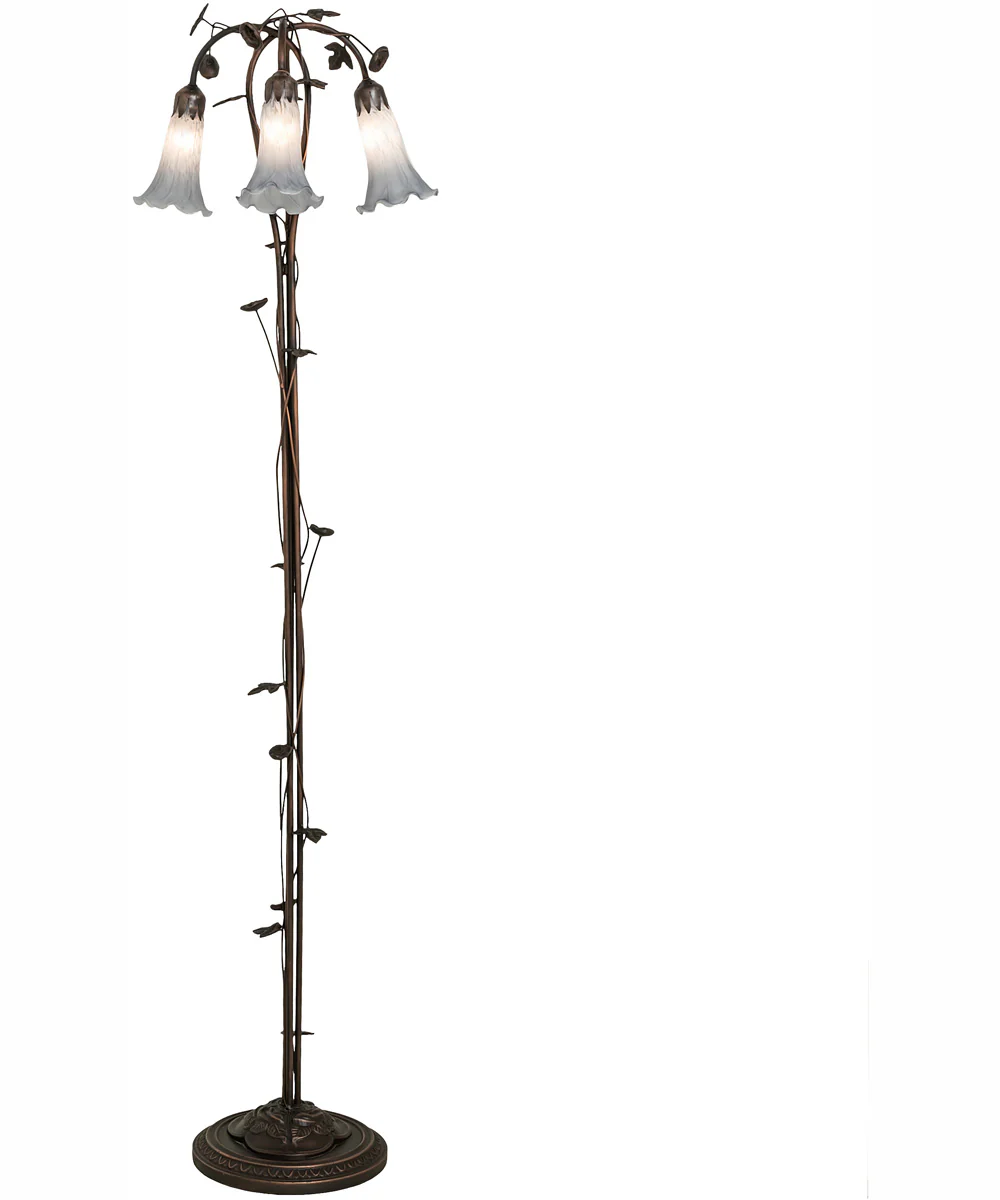 58" High Gray Tiffany Pond Lily 3 Light Floor Lamp - Image 5