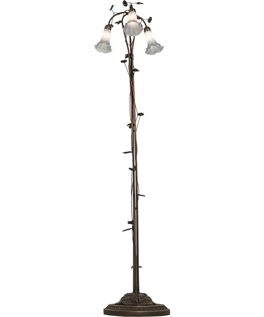 58" High Gray Tiffany Pond Lily 3 Light Floor Lamp - Image 6