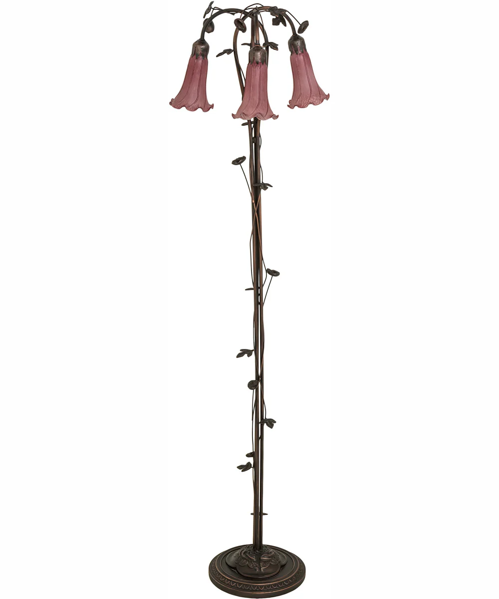 58" High Lavender Tiffany Pond Lily 3 Light Floor Lamp - Image 3