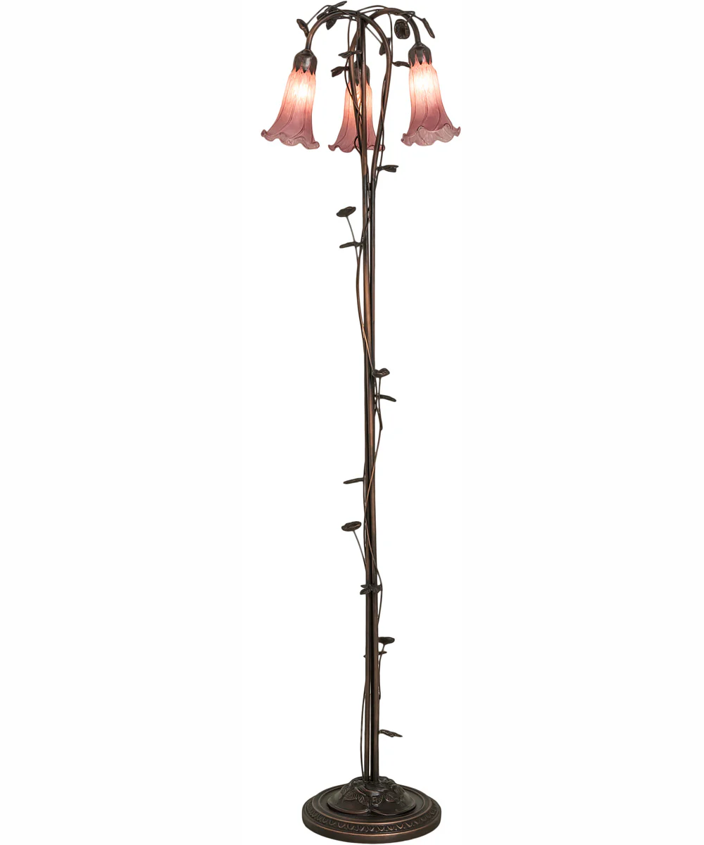 58" High Lavender Tiffany Pond Lily 3 Light Floor Lamp - Image 5