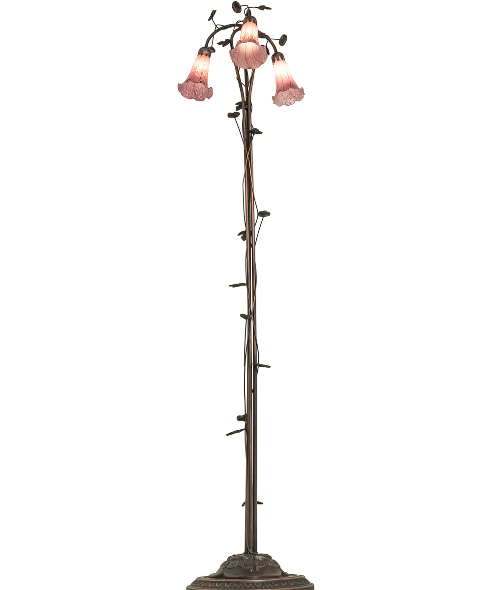 58" High Lavender Tiffany Pond Lily 3 Light Floor Lamp - Image 6