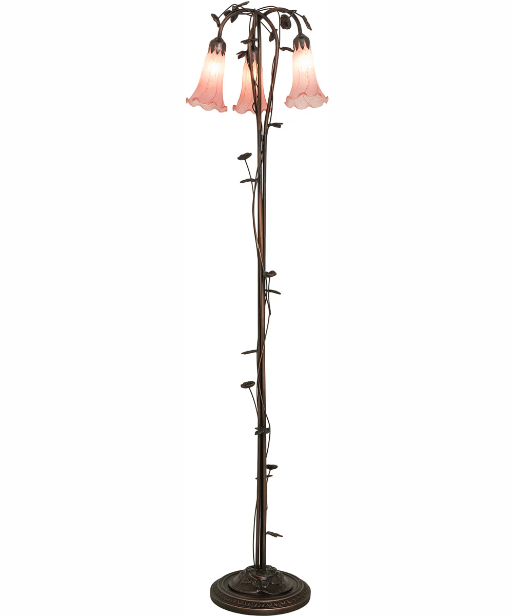 58" High Pink Tiffany Pond Lily 3 Light Floor Lamp - Image 6