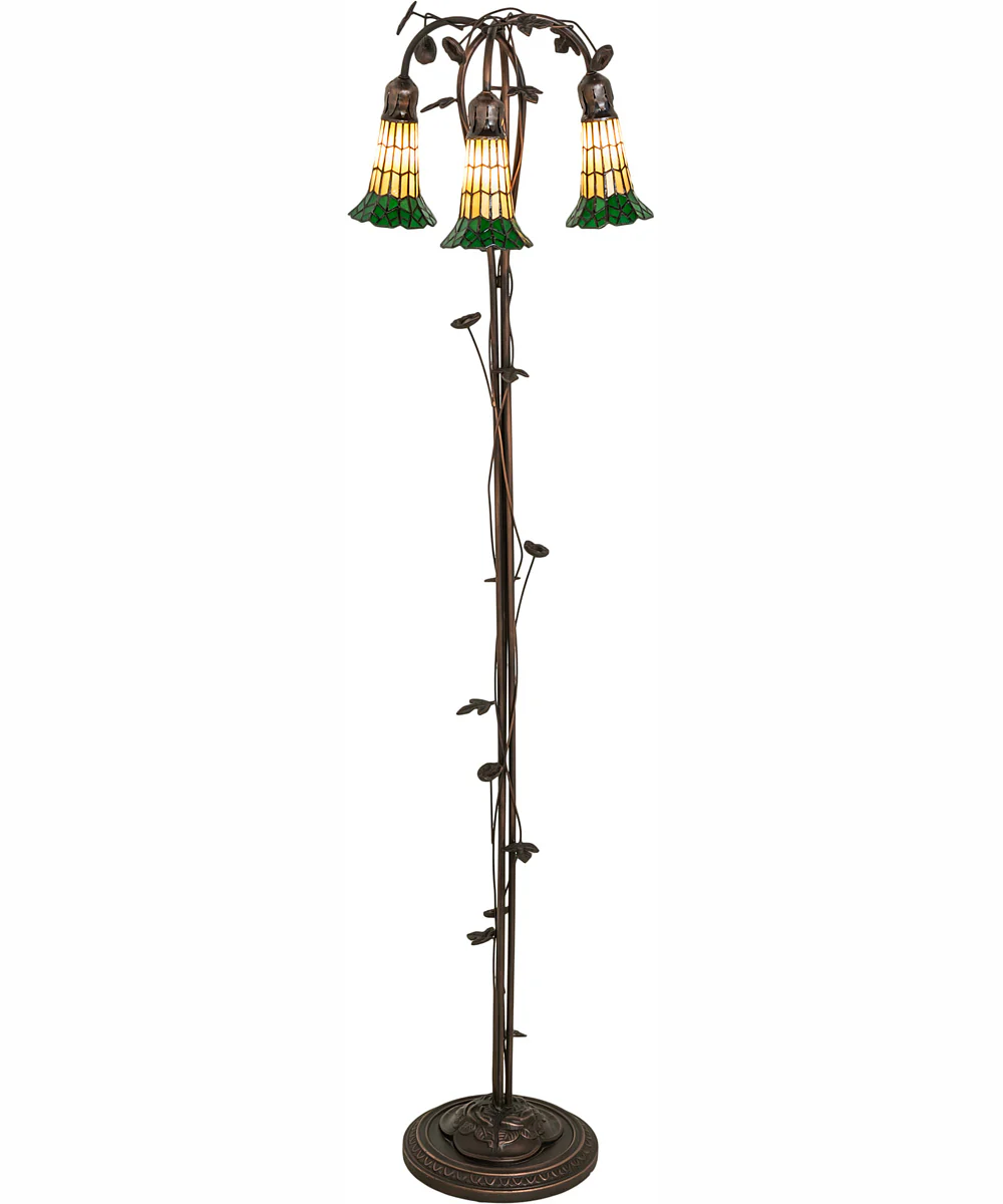 58" High Stained Glass Pond Lily 3 Light Floor Lamp - Image 2