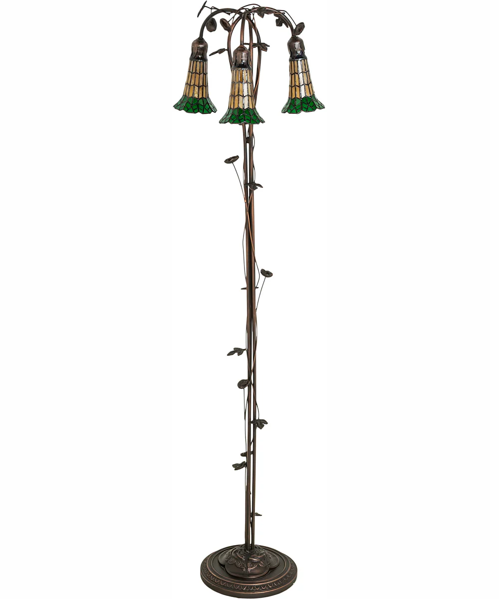 58" High Stained Glass Pond Lily 3 Light Floor Lamp - Image 3