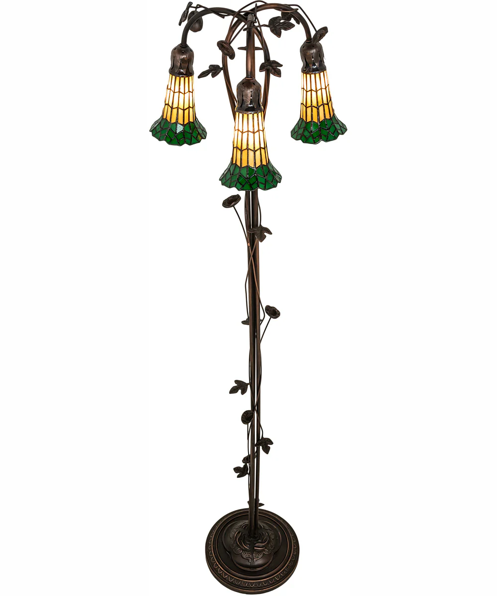 58" High Stained Glass Pond Lily 3 Light Floor Lamp - Image 4