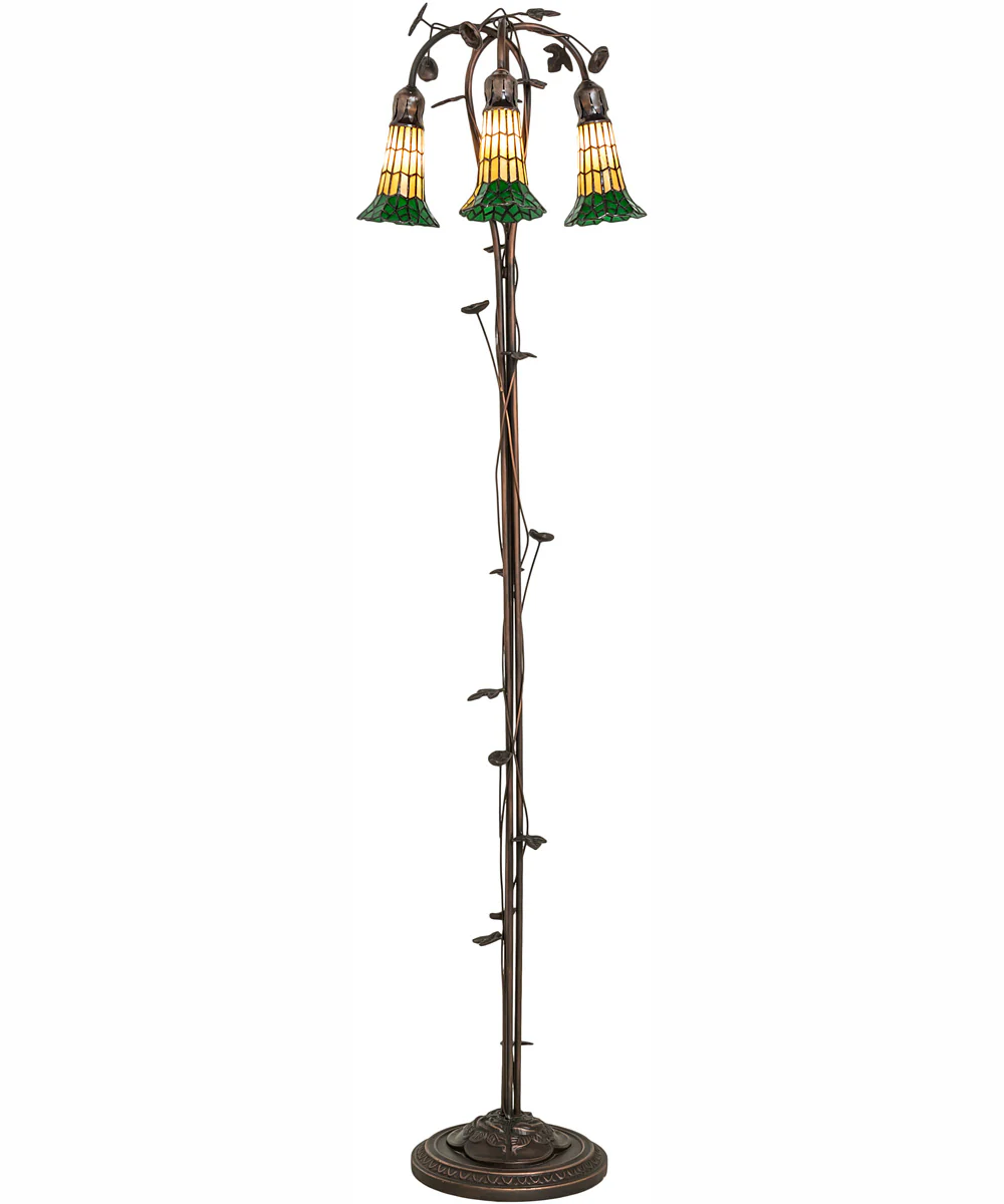 58" High Stained Glass Pond Lily 3 Light Floor Lamp - Image 5