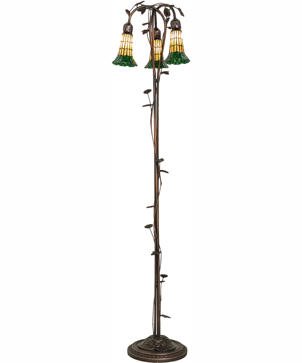 58" High Stained Glass Pond Lily 3 Light Floor Lamp - Image 7