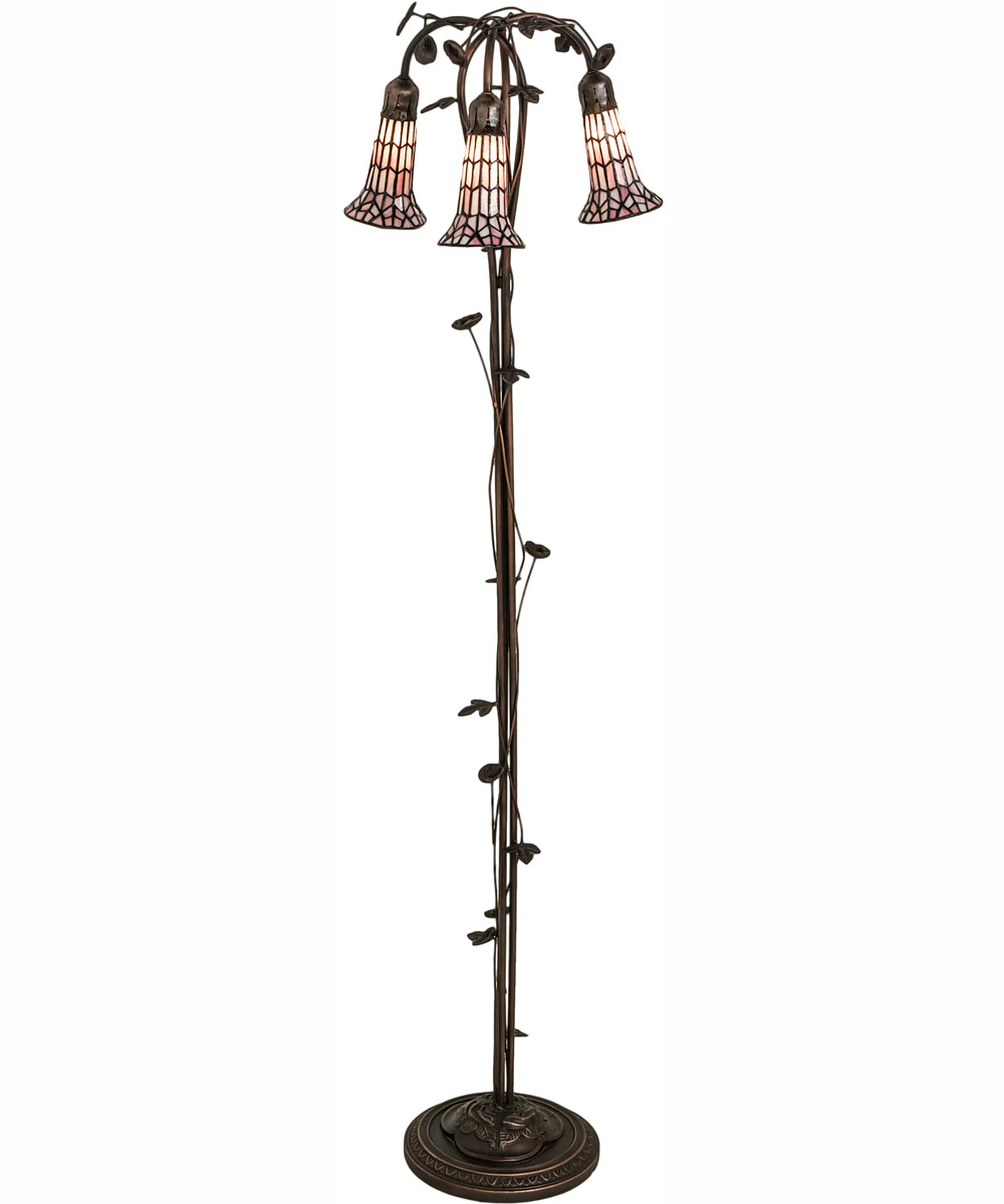 58" High Stained Glass Pond Lily 3 Light Floor Lamp - Image 2