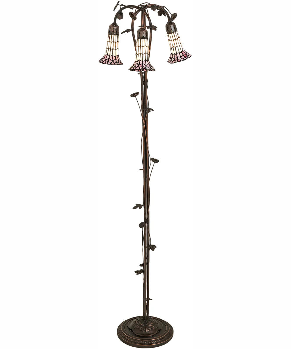 58" High Stained Glass Pond Lily 3 Light Floor Lamp - Image 2