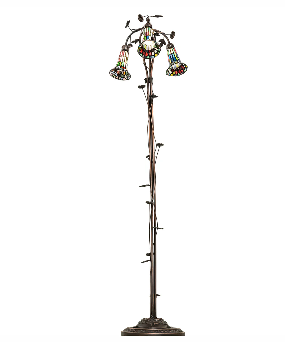 58" High Stained Glass Pond Lily 3 Light Floor Lamp - Image 6