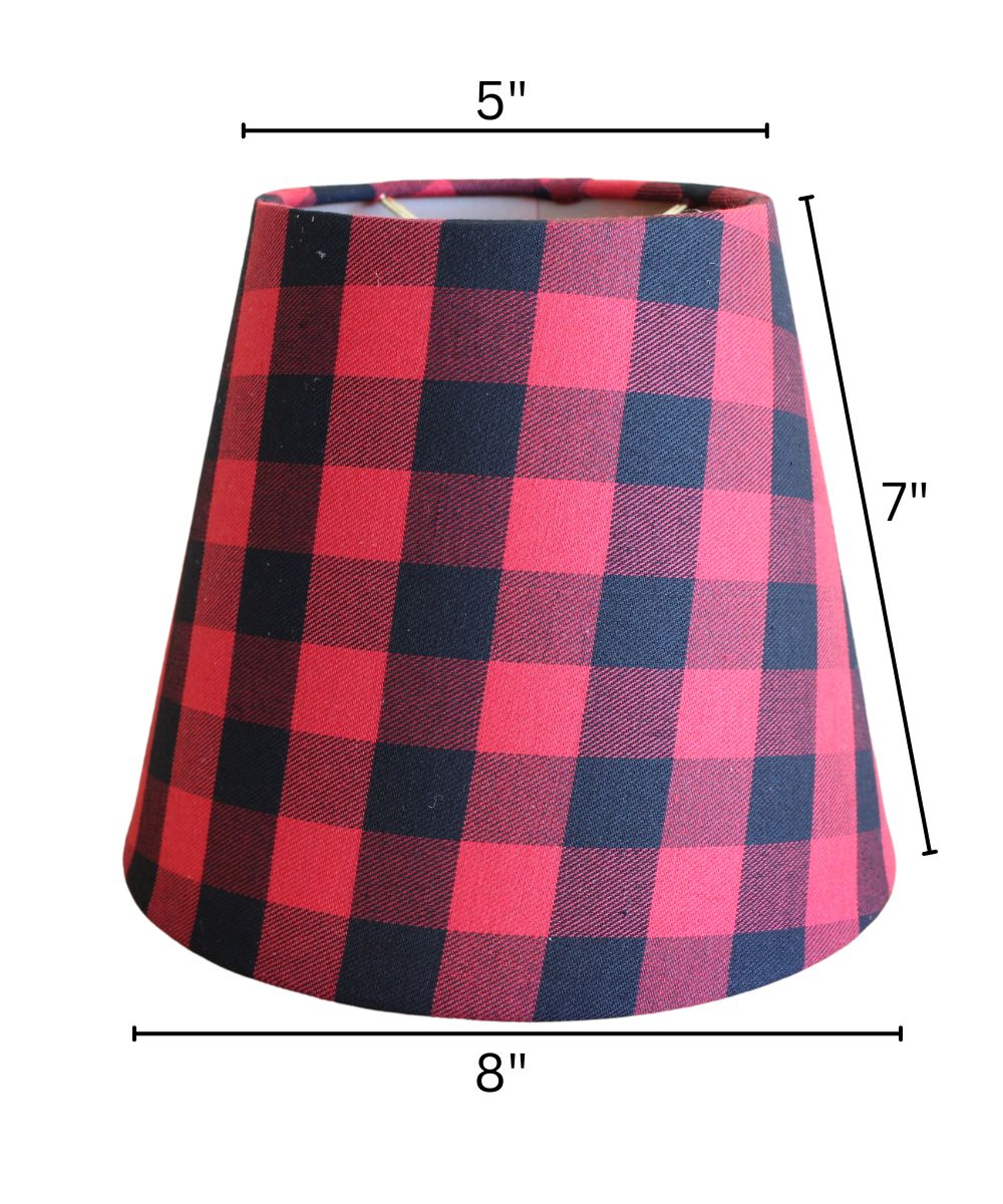 5"x8"x7” Heartland Hardback Empire Edson Clip On Lampshade, Lumberjack Buffalo Flannel Fabric - Image 3