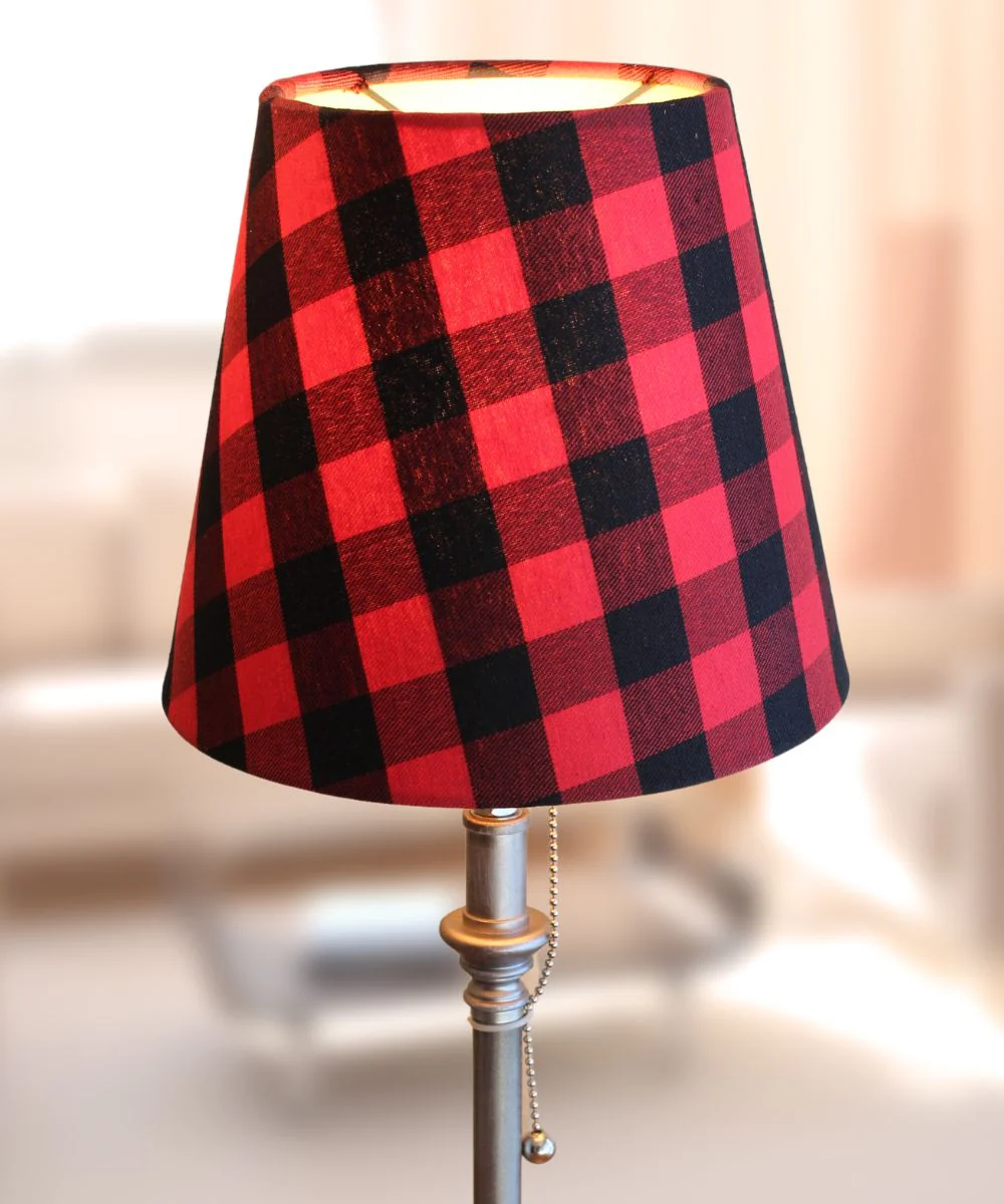 5"x8"x7” Heartland Hardback Empire Edson Clip On Lampshade, Lumberjack Buffalo Flannel Fabric - Image 4