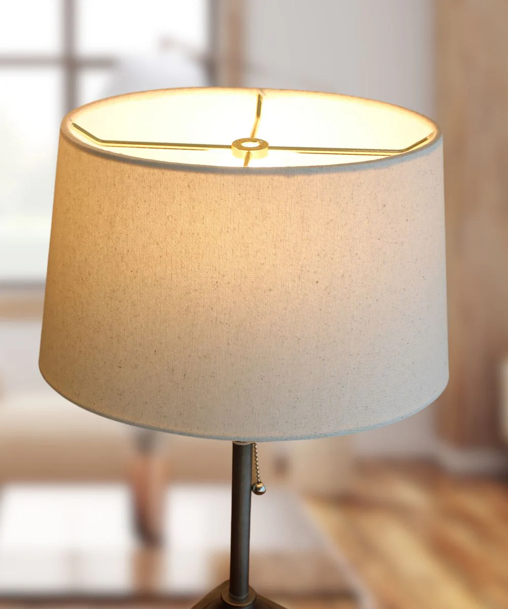 (6.5x10) Top (8x12) Bottom x 7.5H Hardback Oval Drum Lampshade, Light Oatmeal Off-White - Image 5