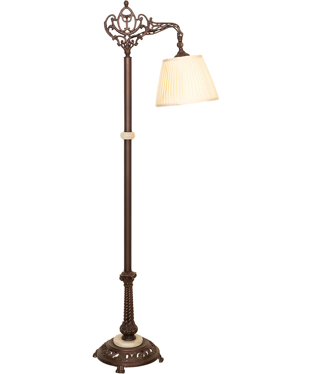 60" High Victorian Bridge Arm W/Pleated Textrene Shade Floor Lamp - Image 3