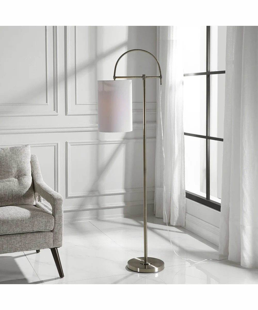 66"H 1-Light Floor Lamp Iron in Antique Brushed Brass with a Rectangular Shade - Image 2