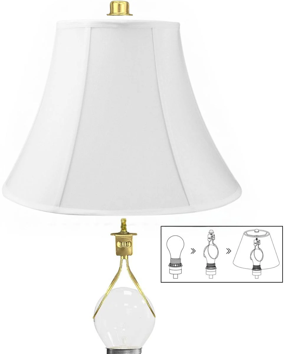 6x12x9.5" CLIP-ON FITTER White Shantung Bell Lampshade - Image 4