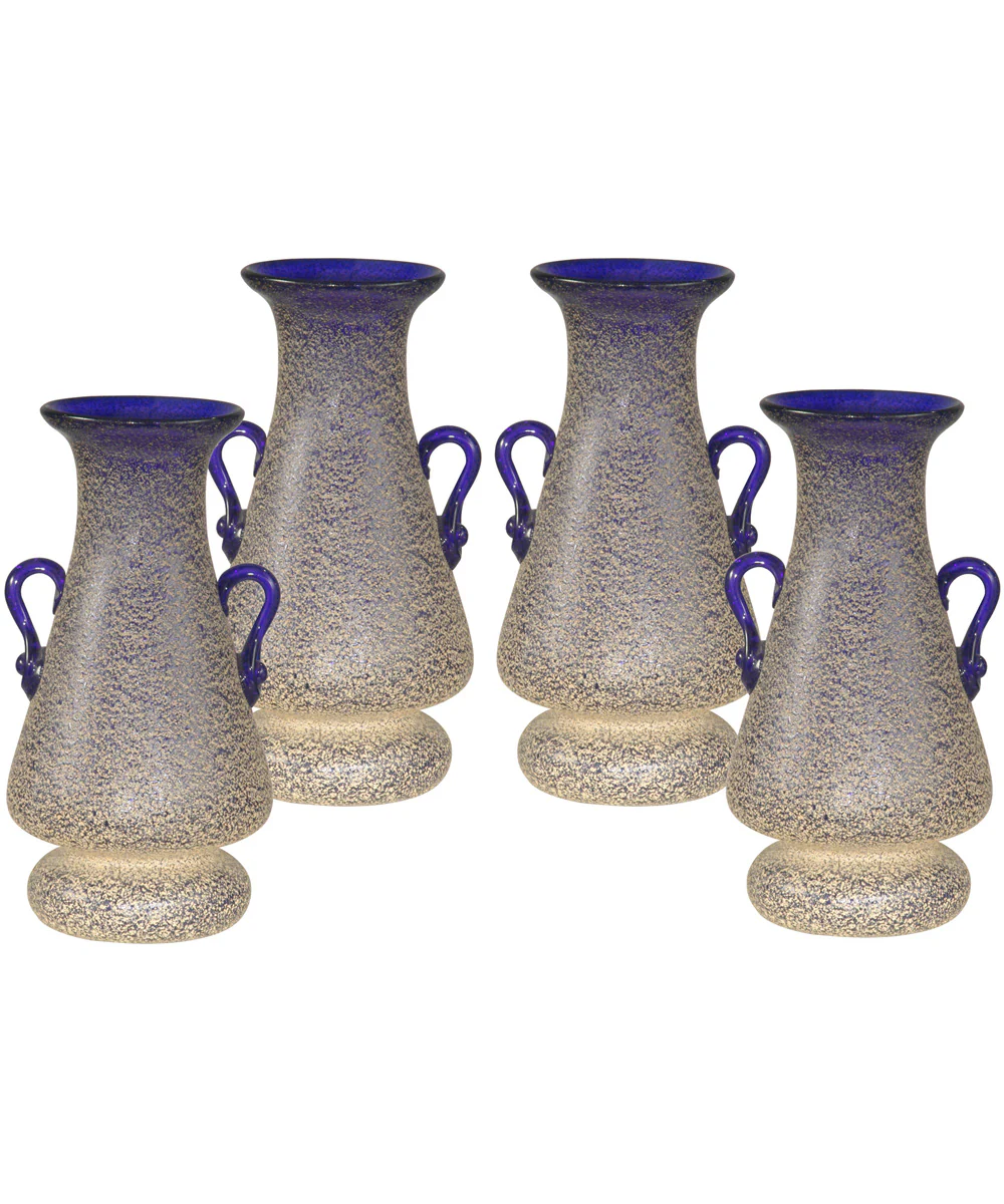 7.25 Inch H Malpie 4-Piece Hand Blown Art Glass Vase Set