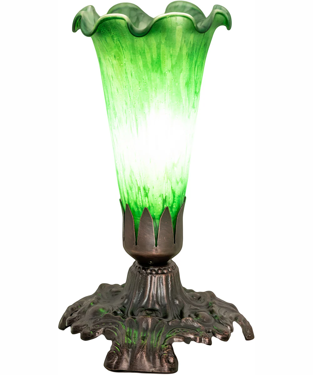 7" High Green Tiffany Pond Lily Victorian Mini Lamp - Image 2