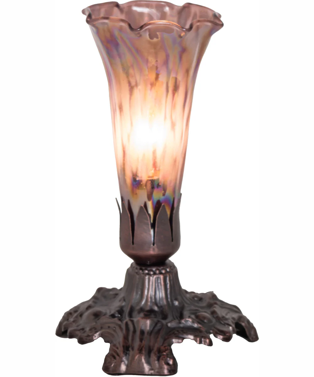 7" High Purple Iridescent Tiffany Pond Lily Mini Lamp - Image 2