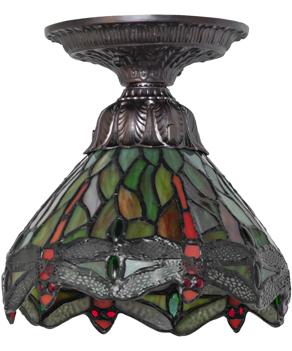 7" Wide Tiffany Hanginghead Dragonfly Flushmount - Image 2