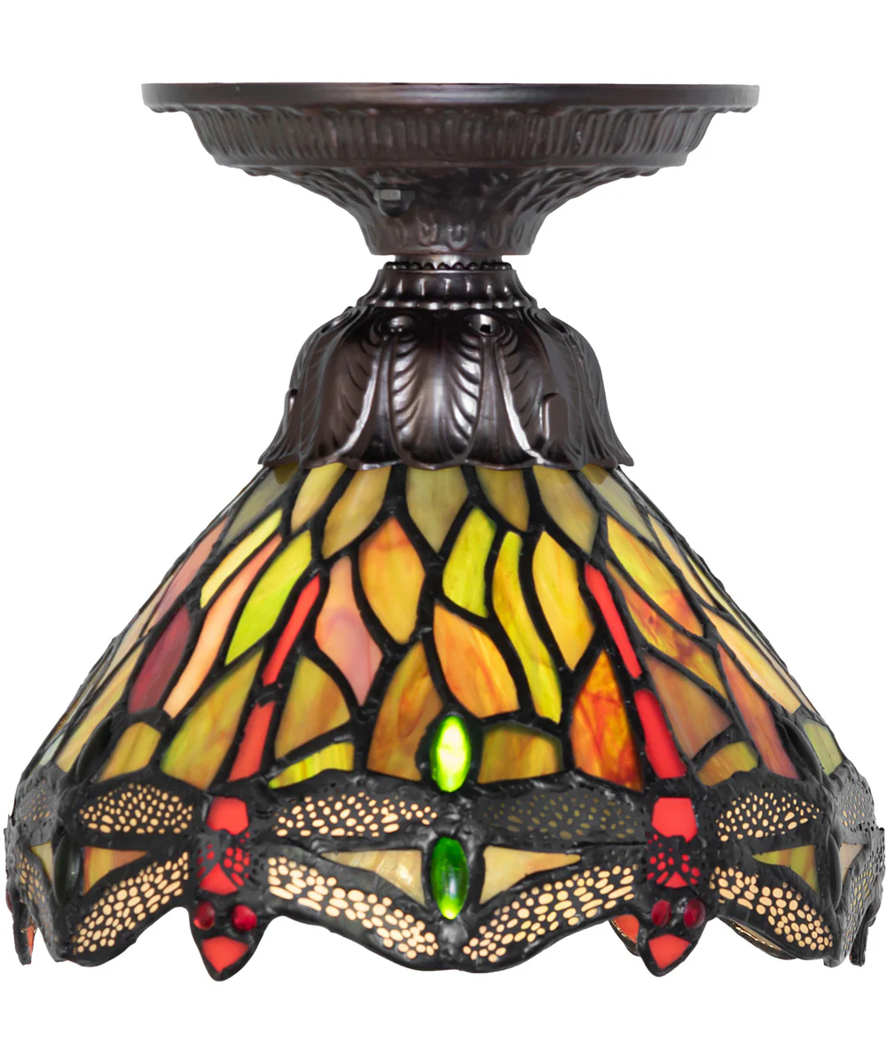 7" Wide Tiffany Hanginghead Dragonfly Flushmount - Image 4