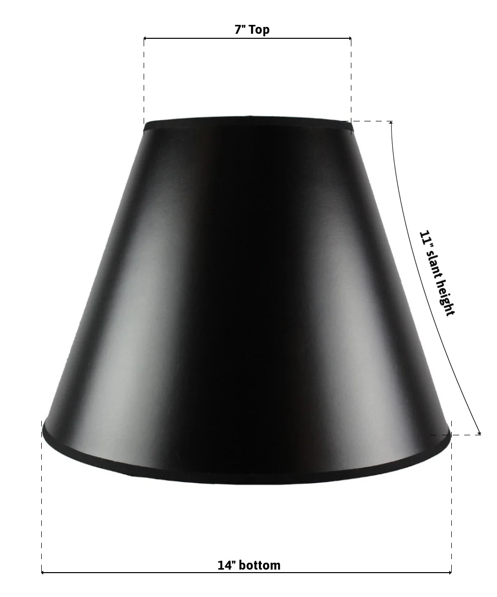7x14x11" SLIP UNO FITTER Empire Hardback Lampshade Black Parchment with Gold Foil Lining - Image 2