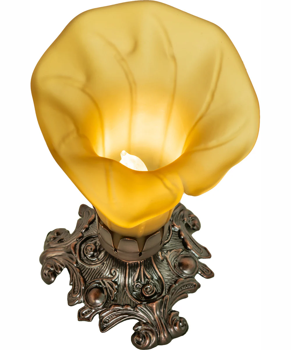 8" High Amber Tiffany Pond Lily Victorian Accent Lamp - Image 4