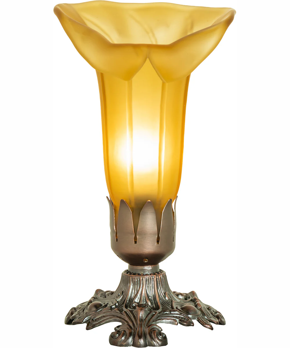 8" High Amber Tiffany Pond Lily Victorian Accent Lamp - Image 5