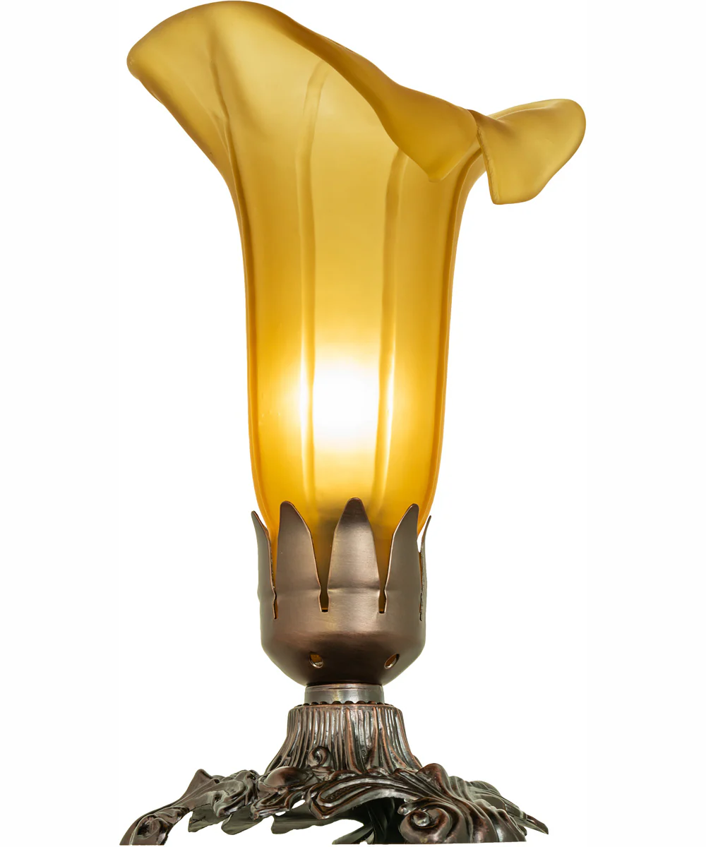 8" High Amber Tiffany Pond Lily Victorian Accent Lamp - Image 6