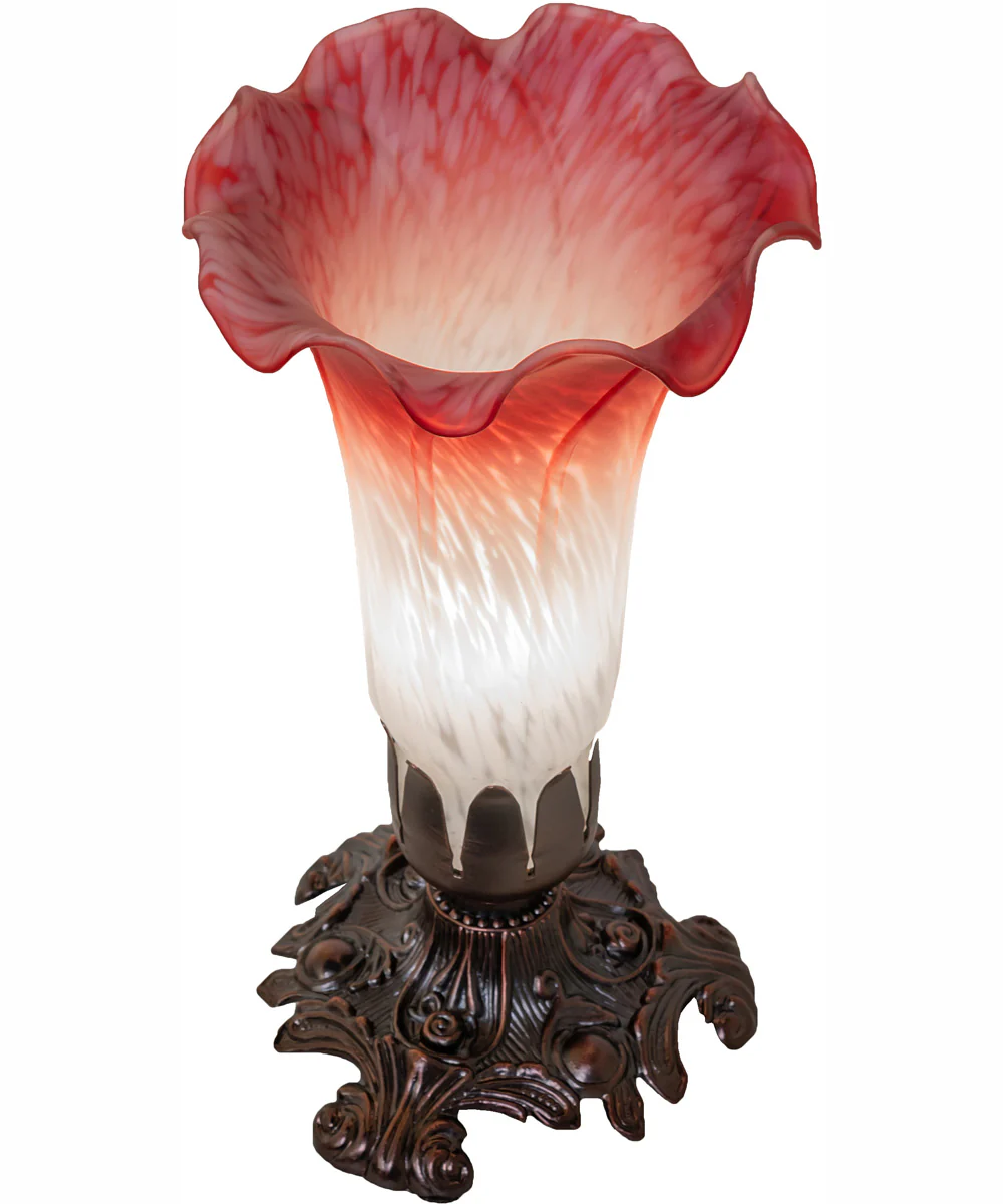 8" High Pink/White Tiffany Pond Lily Victorian Accent Lamp - Image 4